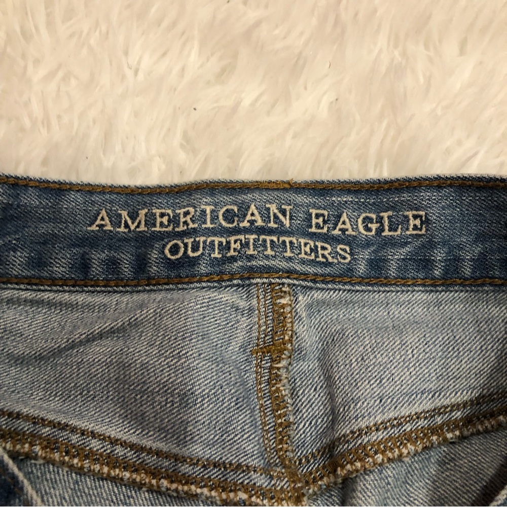 American Eagle Vintage High Rise Two Tone Fringe‎ Button Fly Jeans 4 - Picture 8 of 9